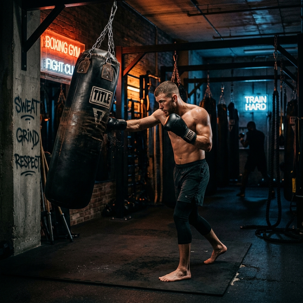 Entrenamiento de boxeo con saco pesado
